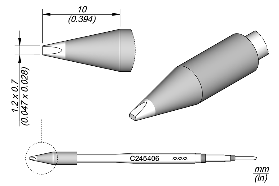 C245406 - Chisel Cartridge 1.2 x 0.7 HT